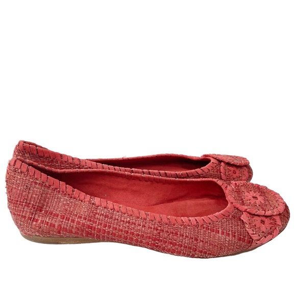 JACK ROGERS Orange Red Straw Slip On Flats Size 8M - Picture 4 of 12